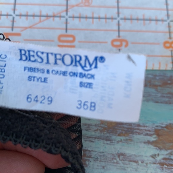 Vintage Best Form Black Semi Sheer Underwire Bra - 36B - Picture 11 of 12